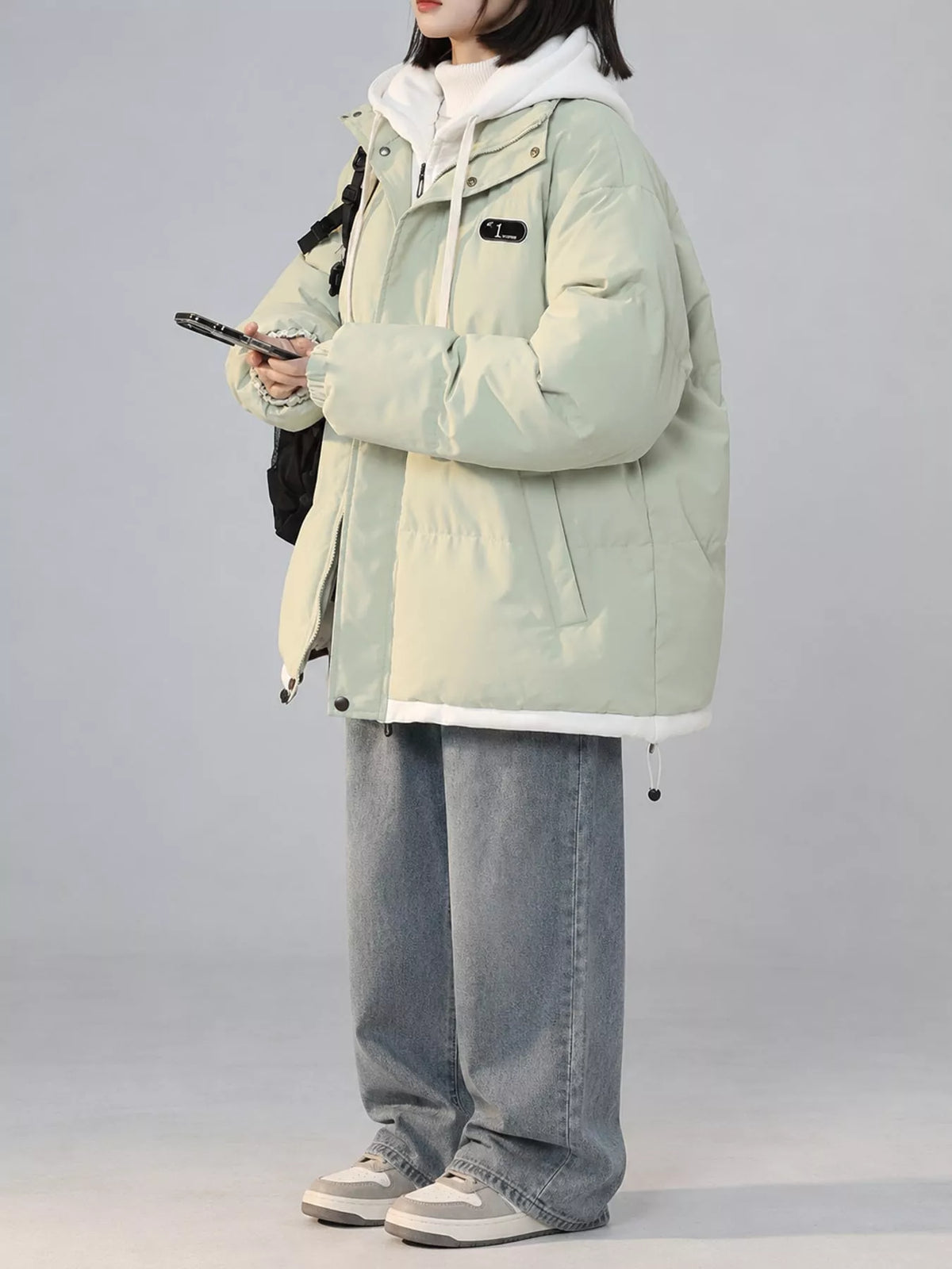 Zip-Up Hooded Puffer Jacket — side view