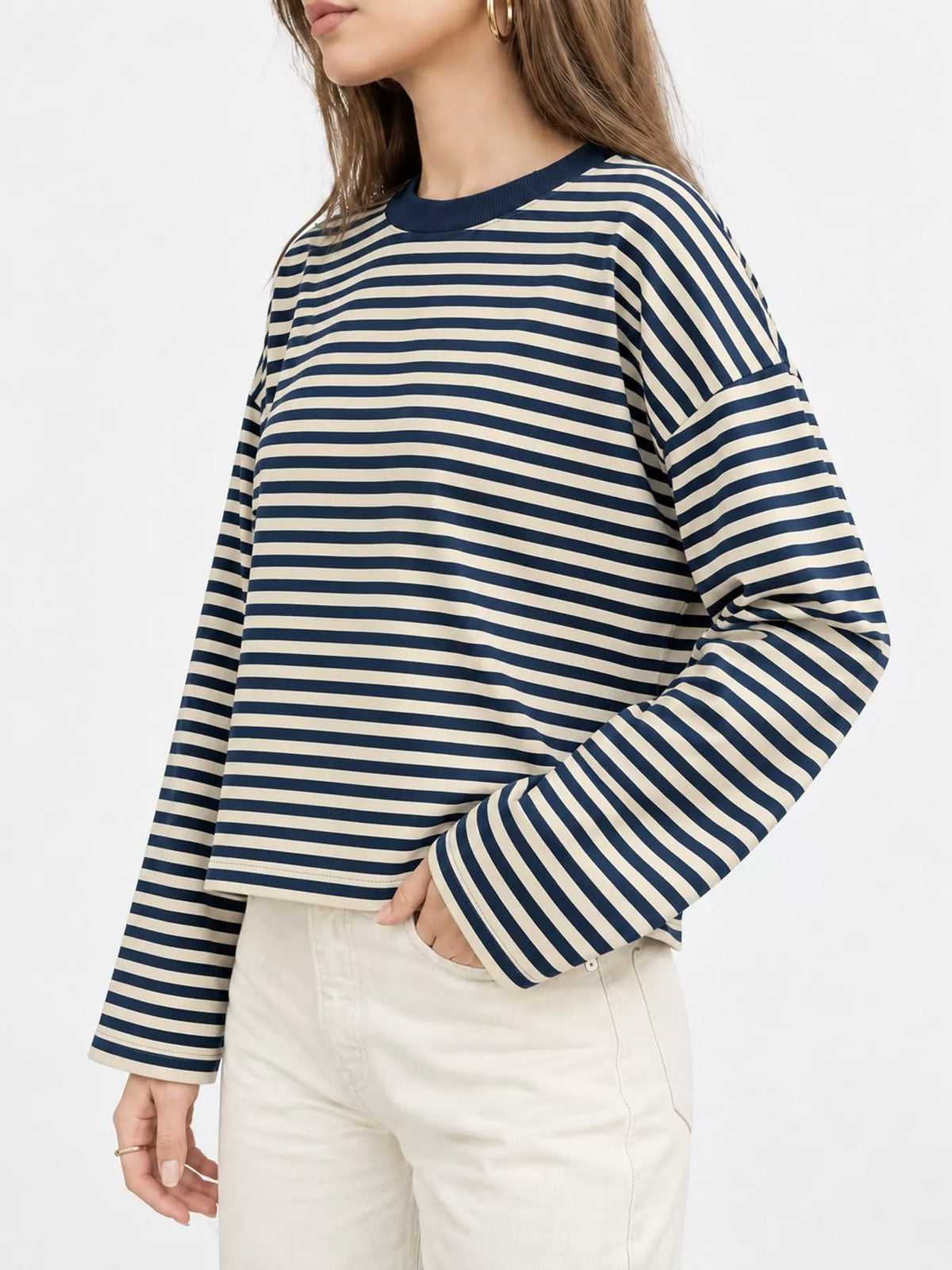 Long Sleeve Crew Neck T-Shirt — side view