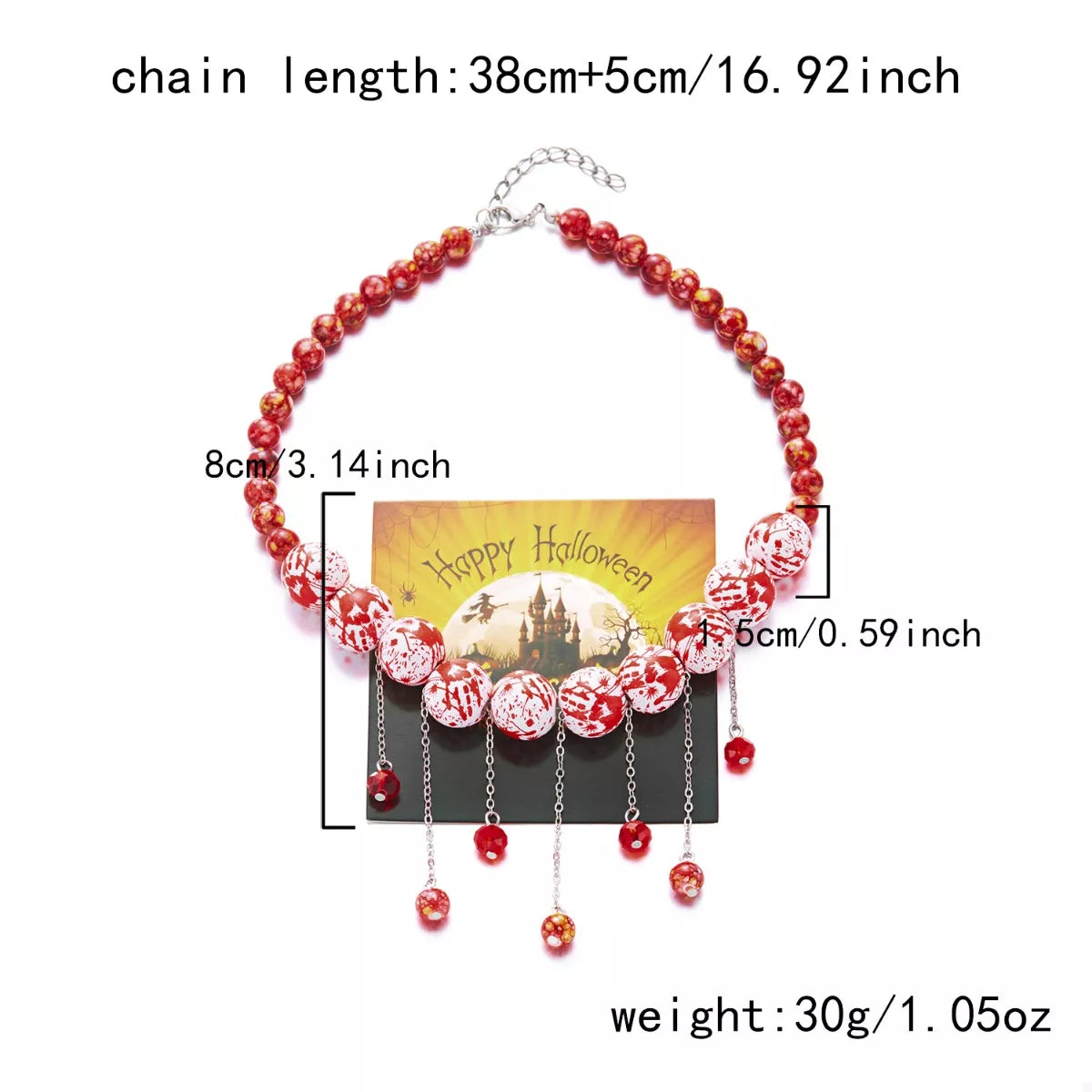 Trendsi Halloween Theme Necklace with Dangling Beads -