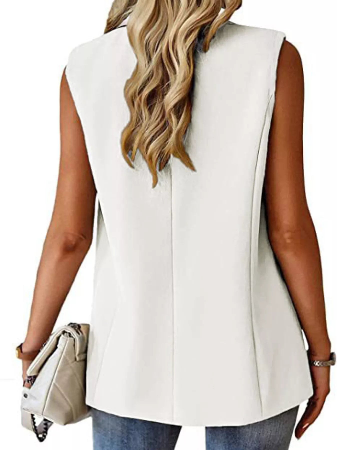 Trendsi Full Size One Button Lapel Collar Vest Coat Plus Size -
