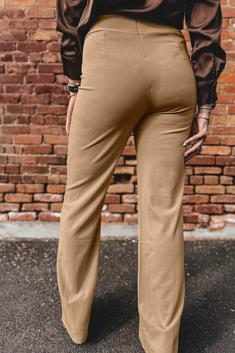 Trendsi High Waist Full Length Regular Fit Pants -