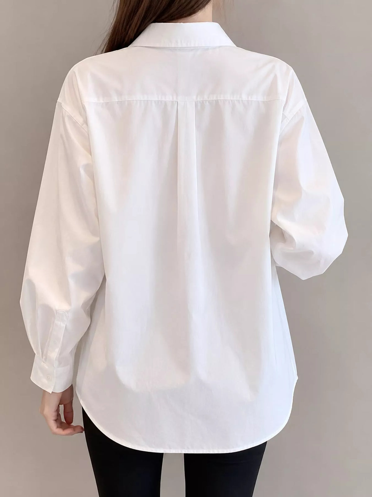 White - No Pocket button-down long sleeve shirt