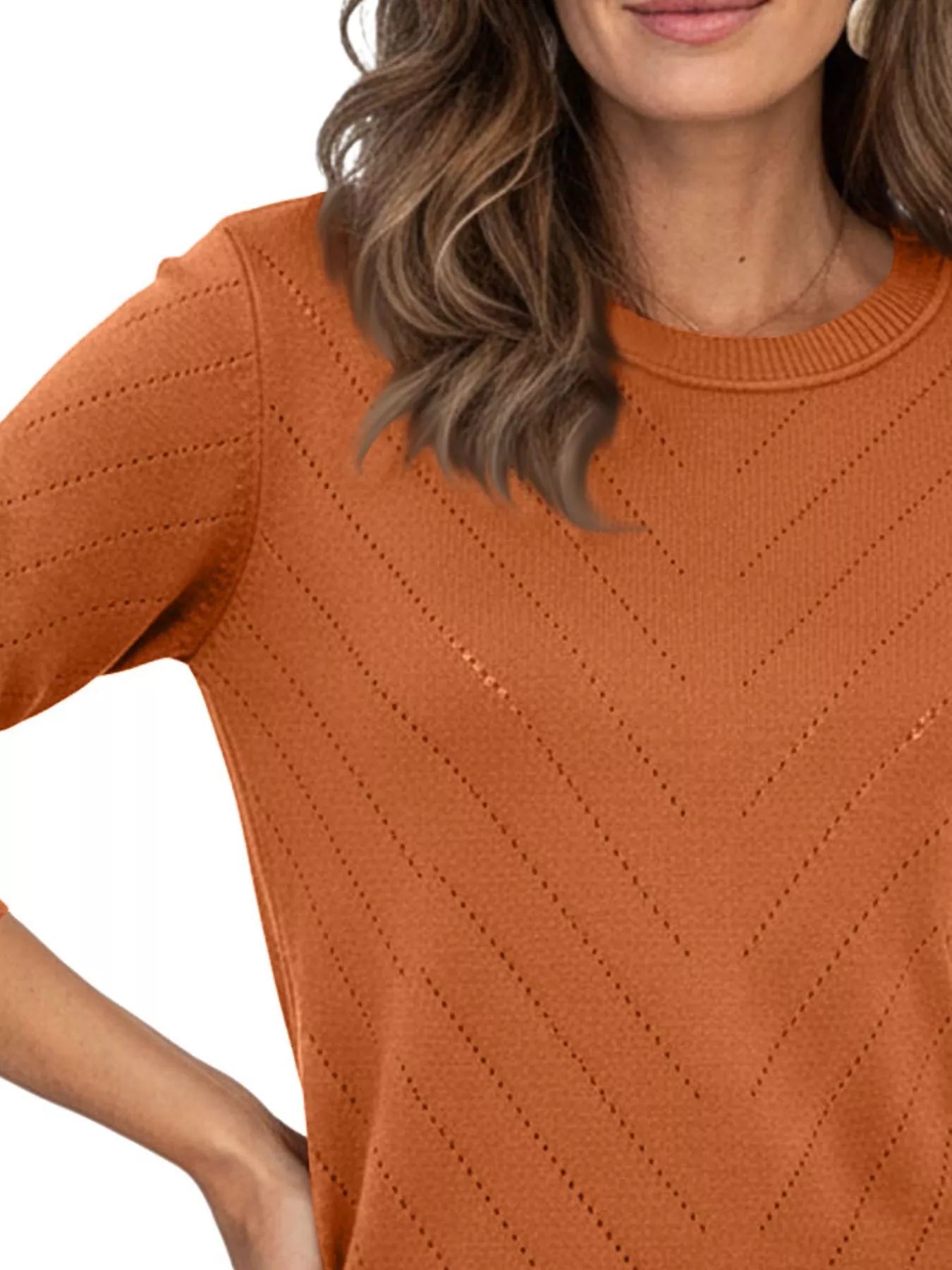 Trendsi Openwork Round Neck Sweater -
