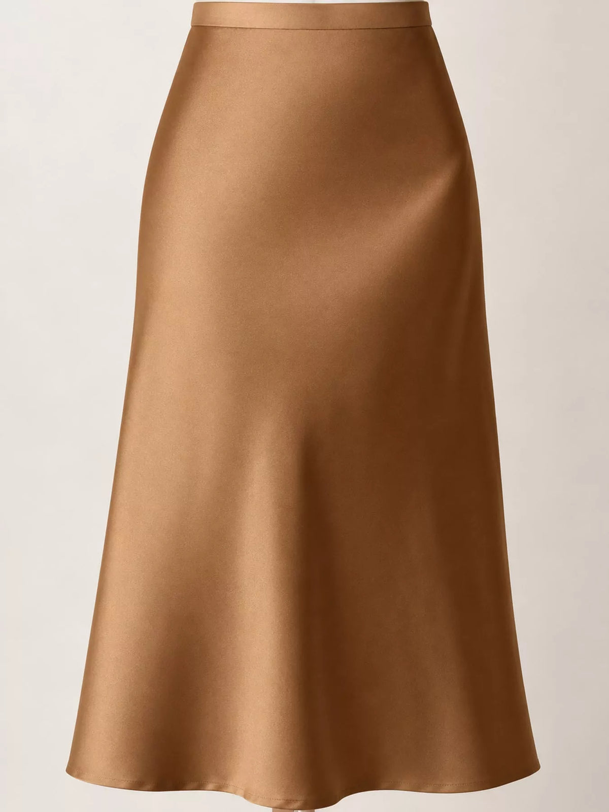 Satin midi skirt, brown hem view