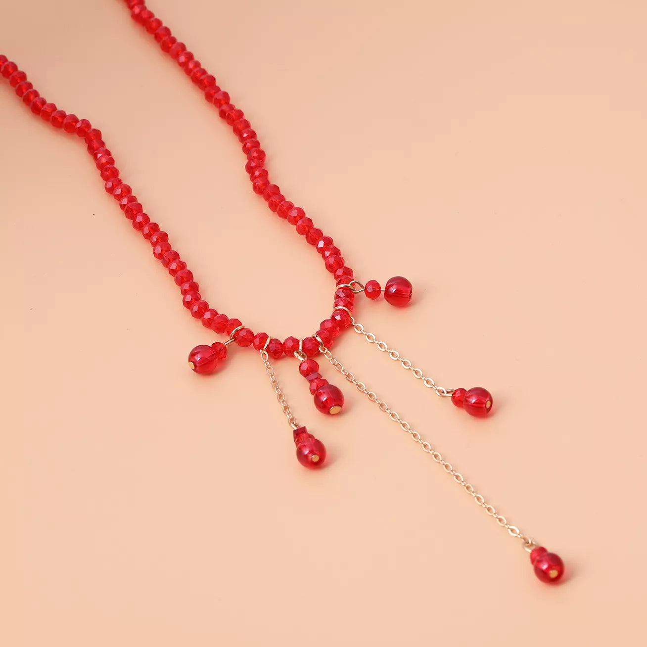 Trendsi Gothic Beaded Tassel Necklace -