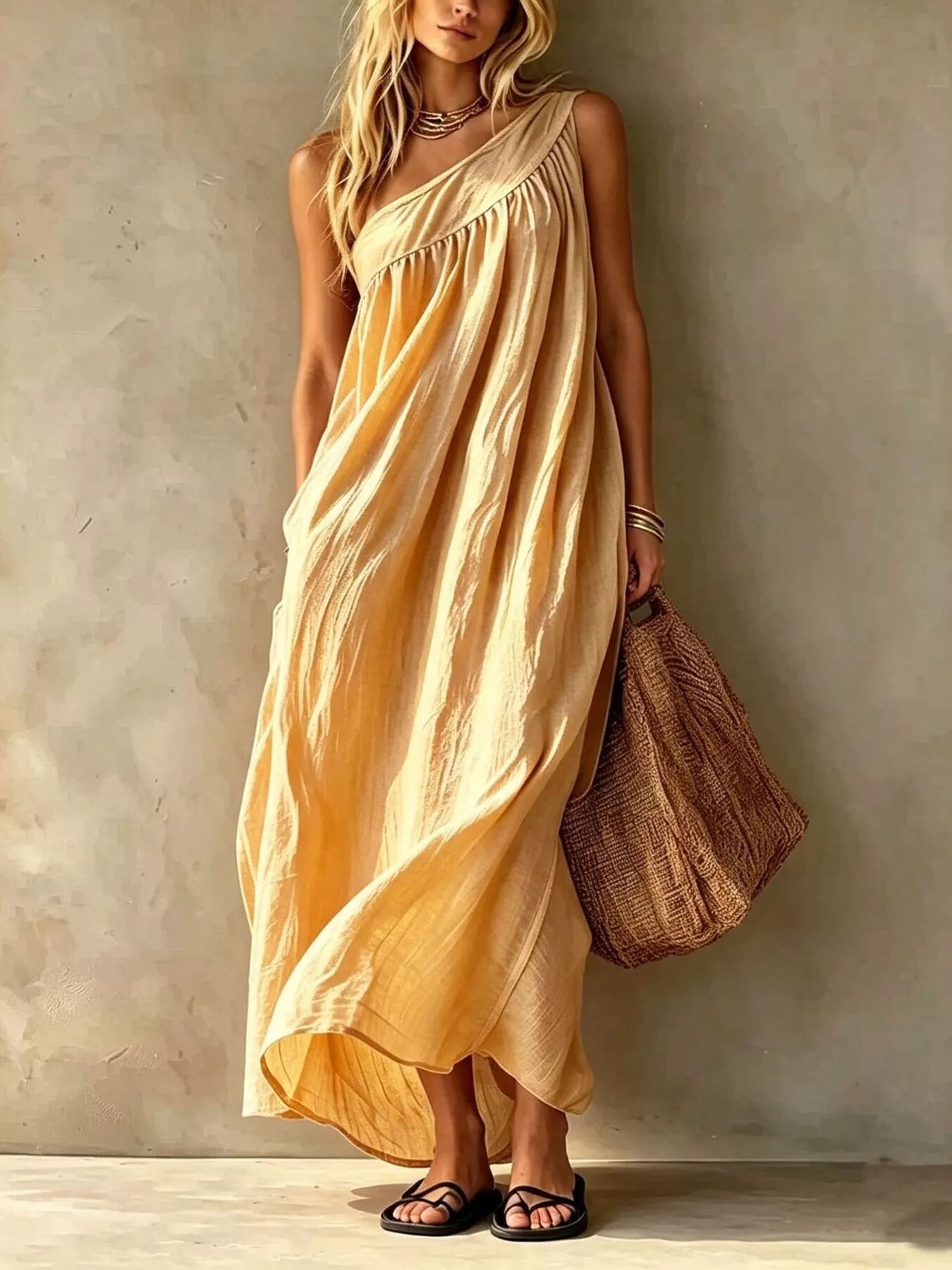 Trendsi Full Size One-Shoulder Maxi Dress Plus Size -