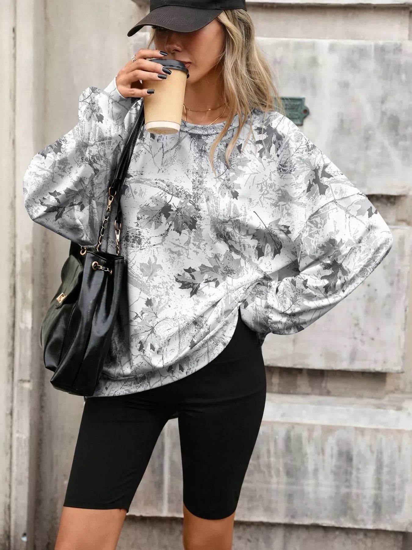 Trendsi Printed Round Neck Sweatshirt -
