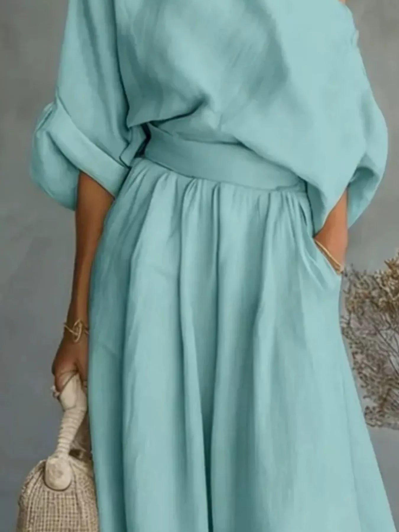 Trendsi Full Size One Shoulder Top and Wide Leg Pants Set Plus Size -