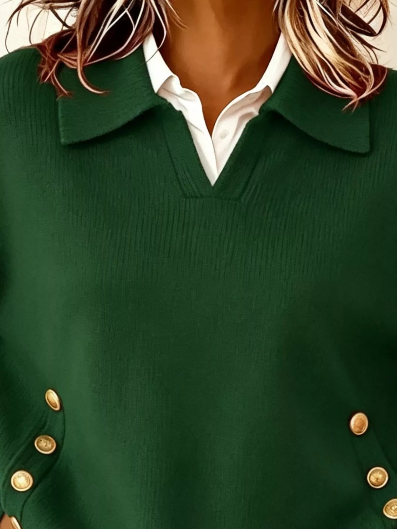 Trendsi Chic Collared Decor-Button Sweater -