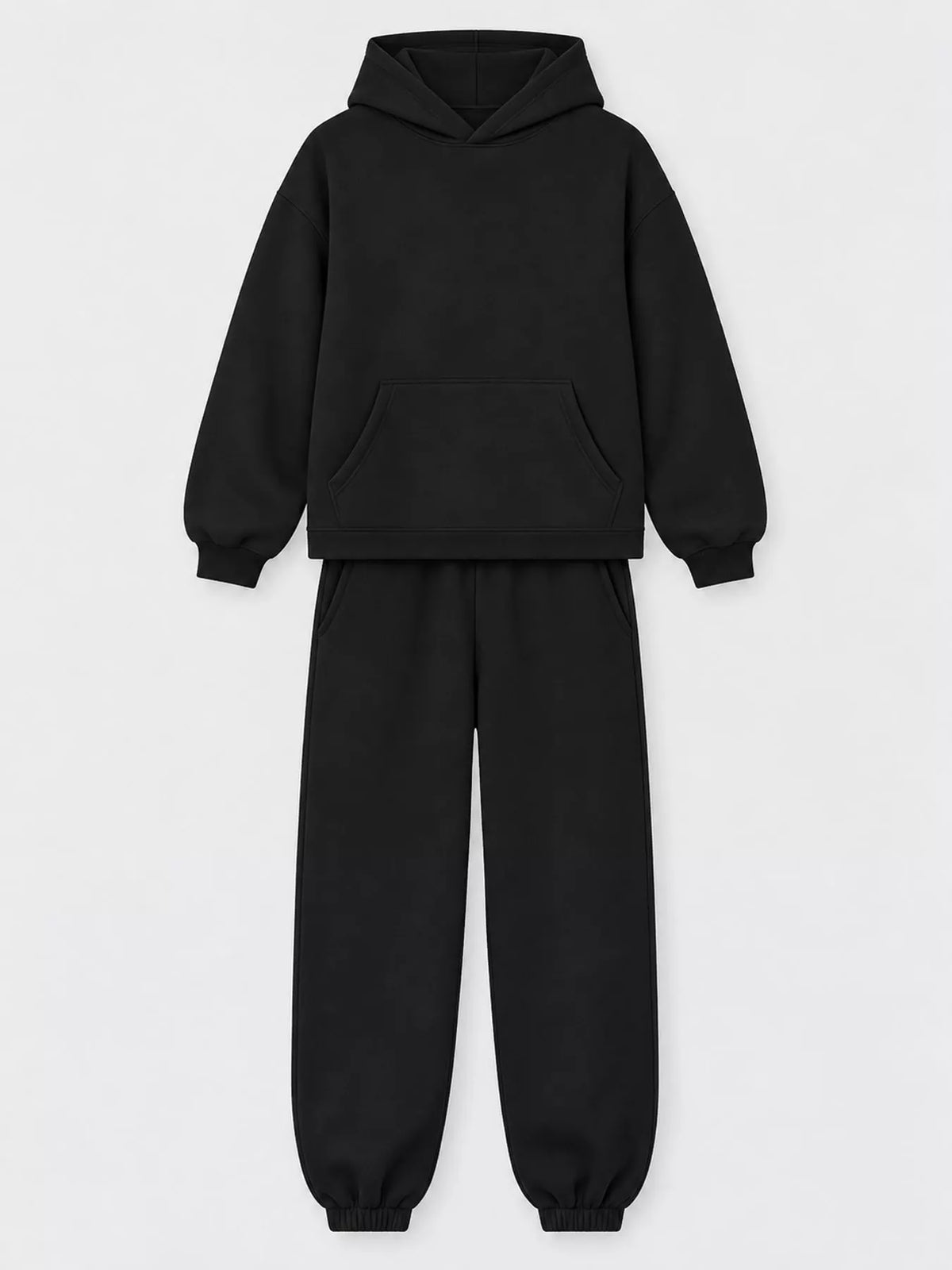 Drop Shoulder Hoodie and Jogger Sweatpants Set — garment front