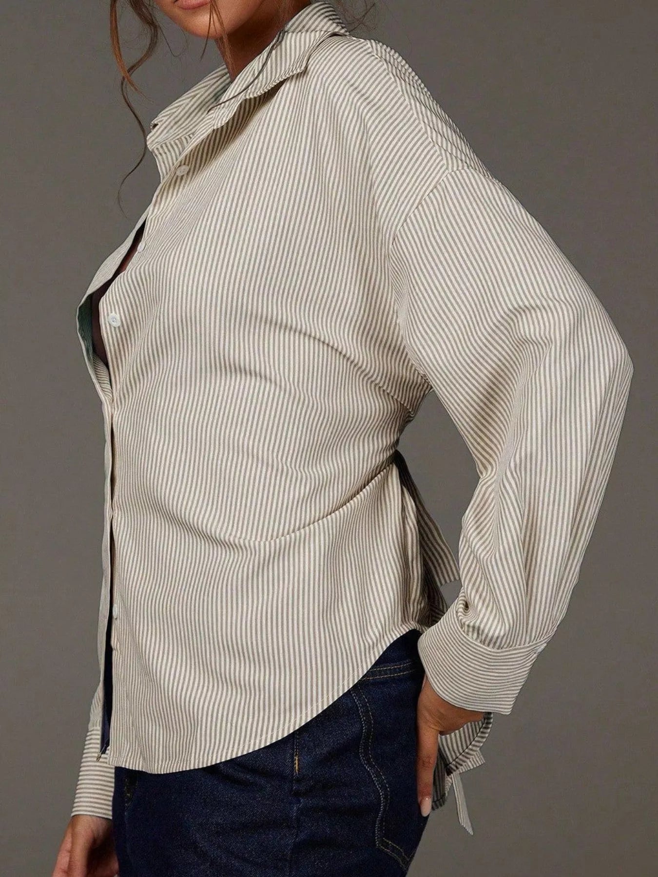 Trendsi Casual Striped Button-Down Shirt -