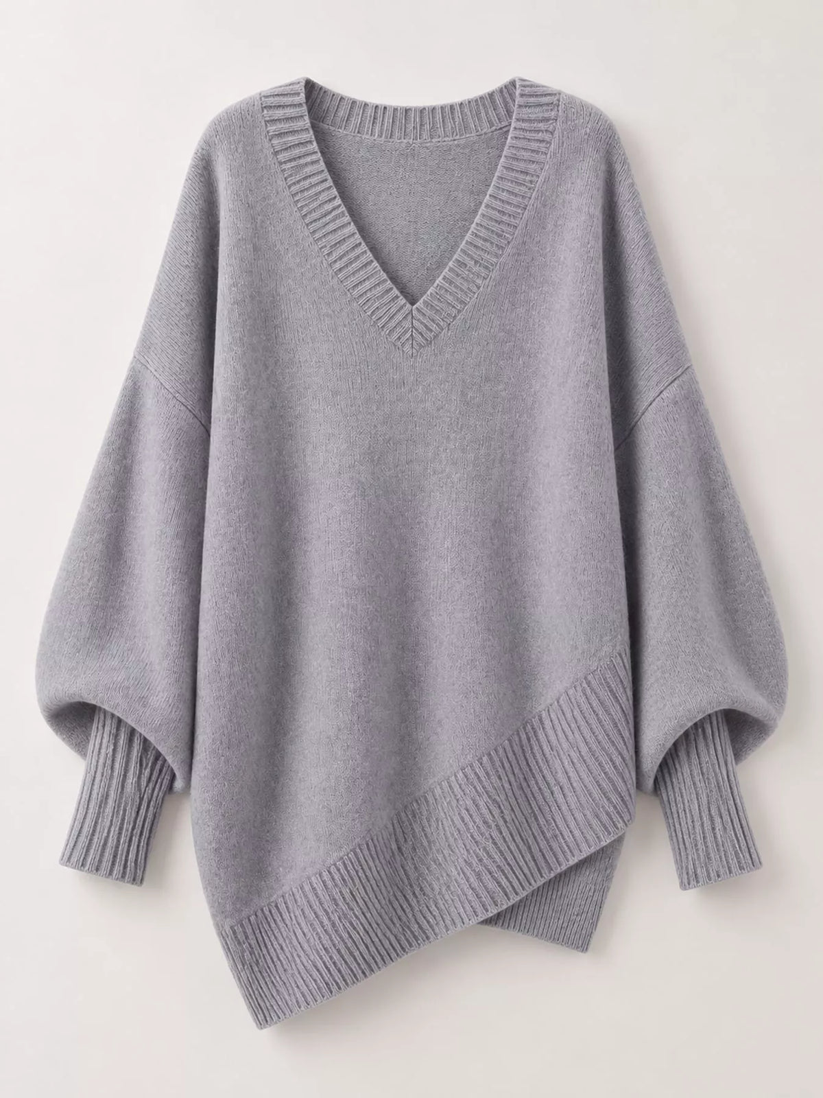 Batwing sweater, light gray flat lay