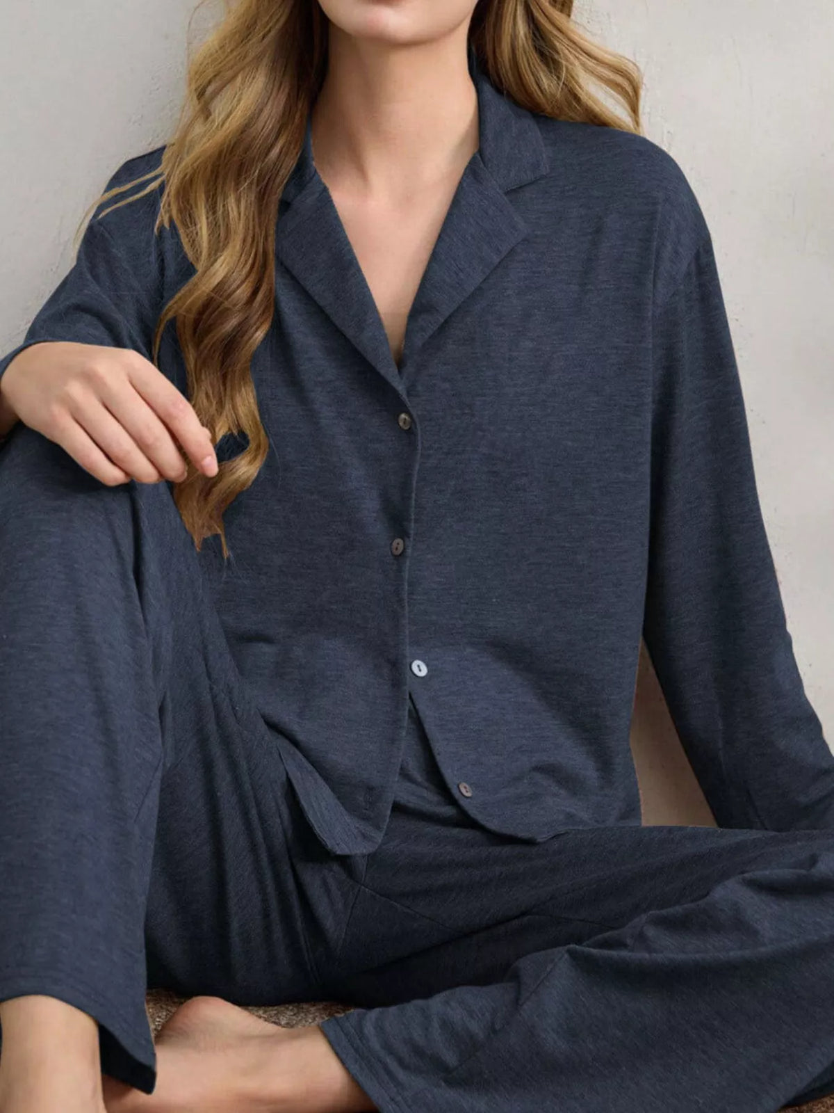 Trendsi Button-Down Top and Wide-Leg Pants Lounge Set -