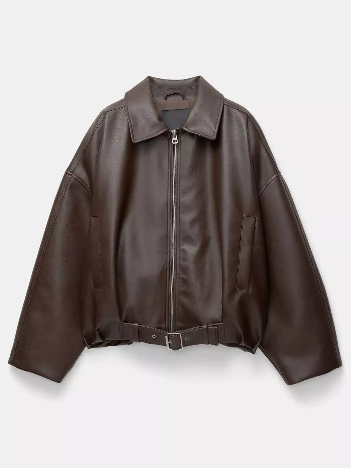 Trendsi Faux Leather Zip Up Jacket -