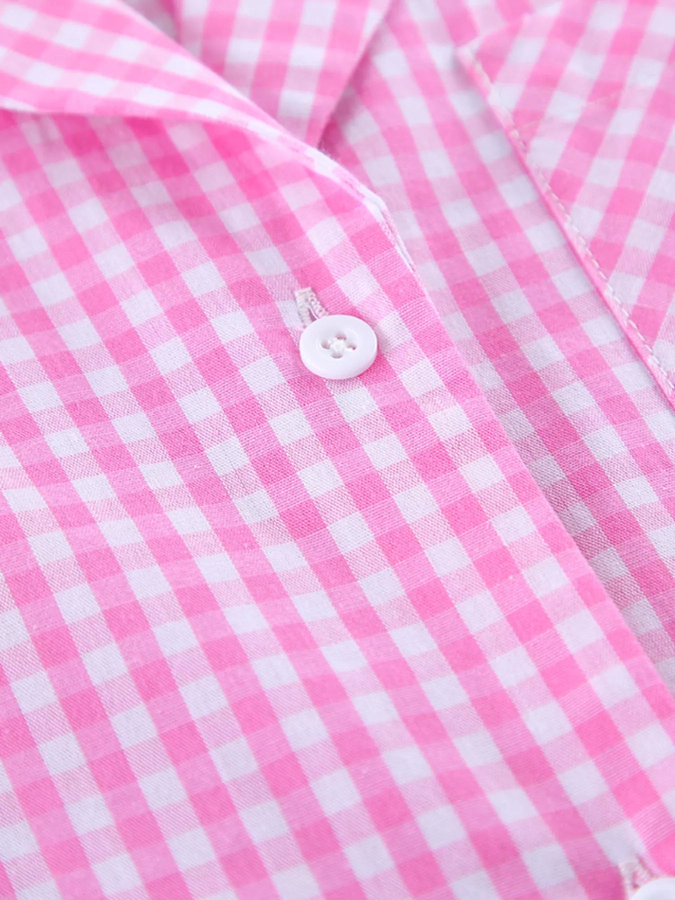 Trendsi Gingham Button-Down Top and Pants Loungewear Set -