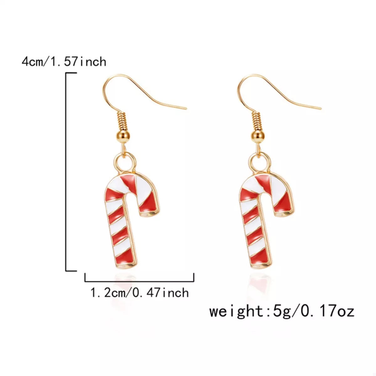 Trendsi Christmas Candy Cane Earrings -