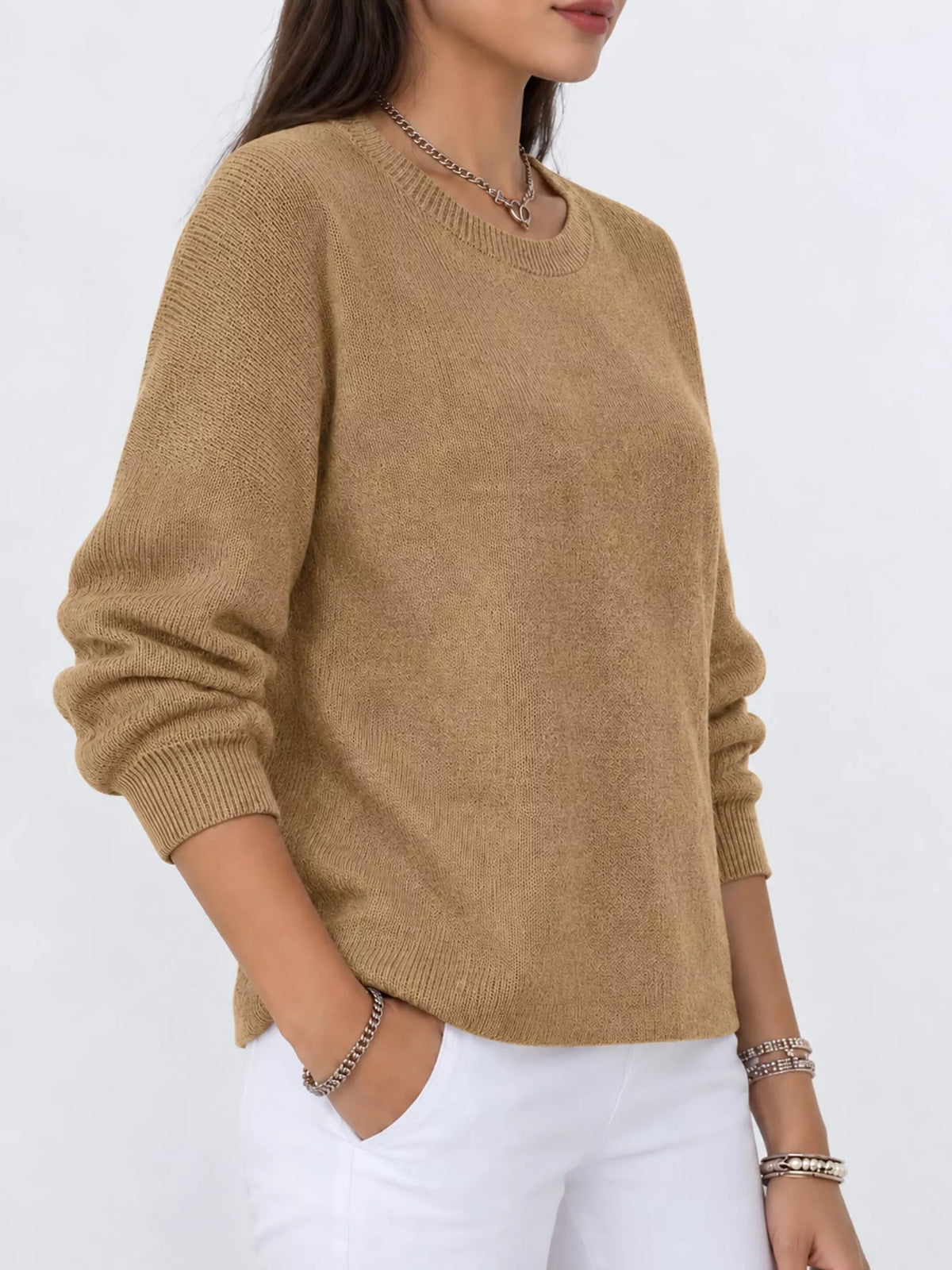 Khaki crew neck sweater