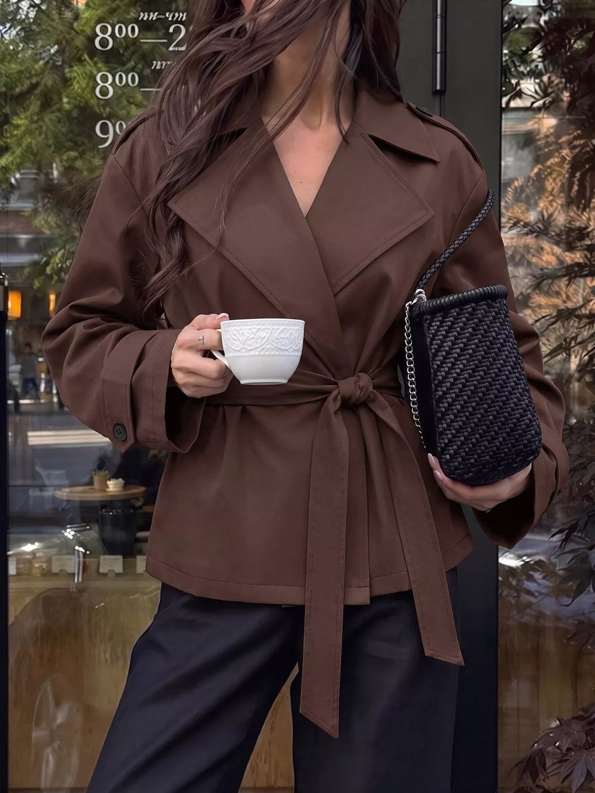 Lapel Collar Tie-Waist Jacket — construction details