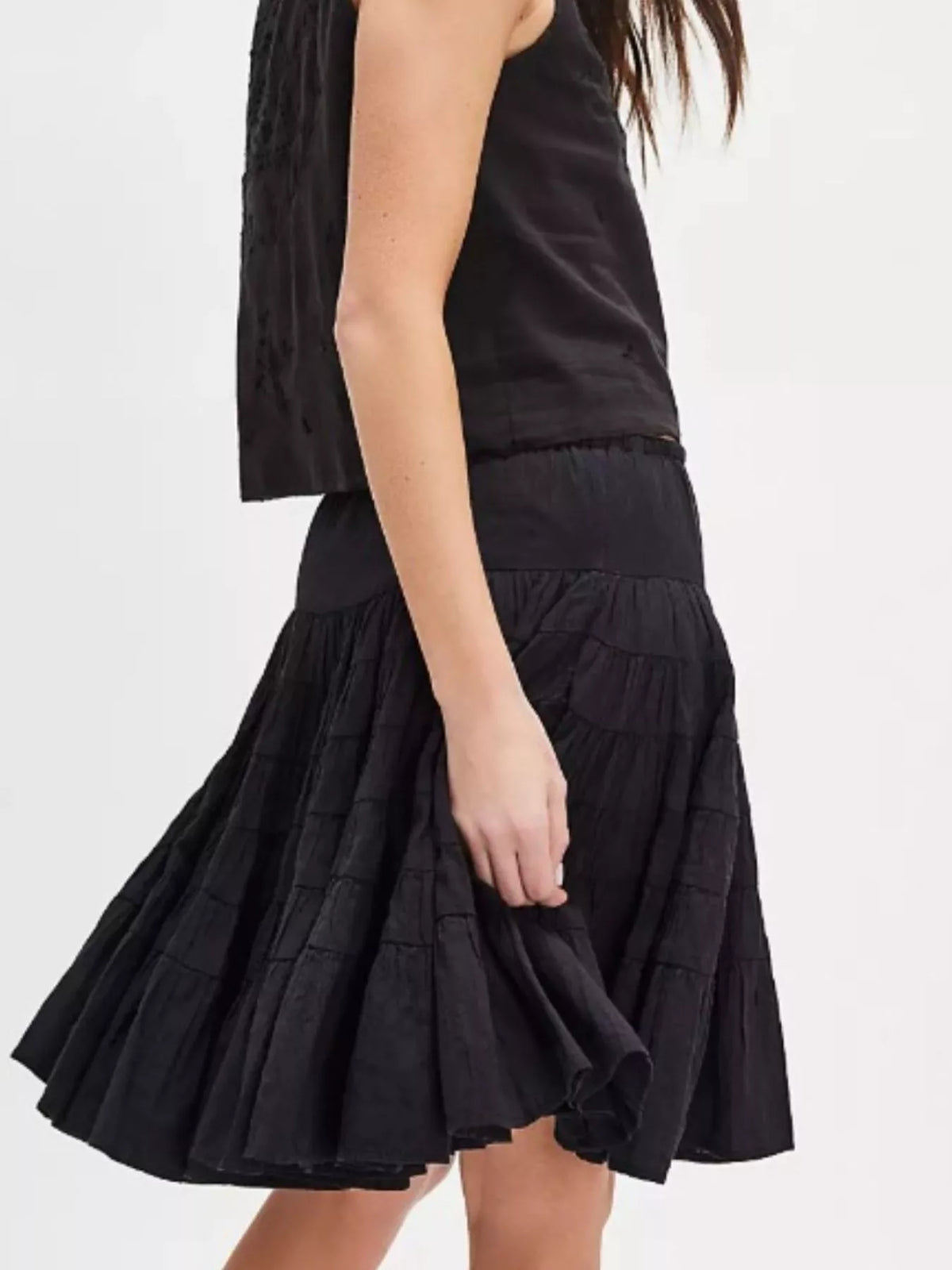 Trendsi Tiered Drawstring Mini Skirt -