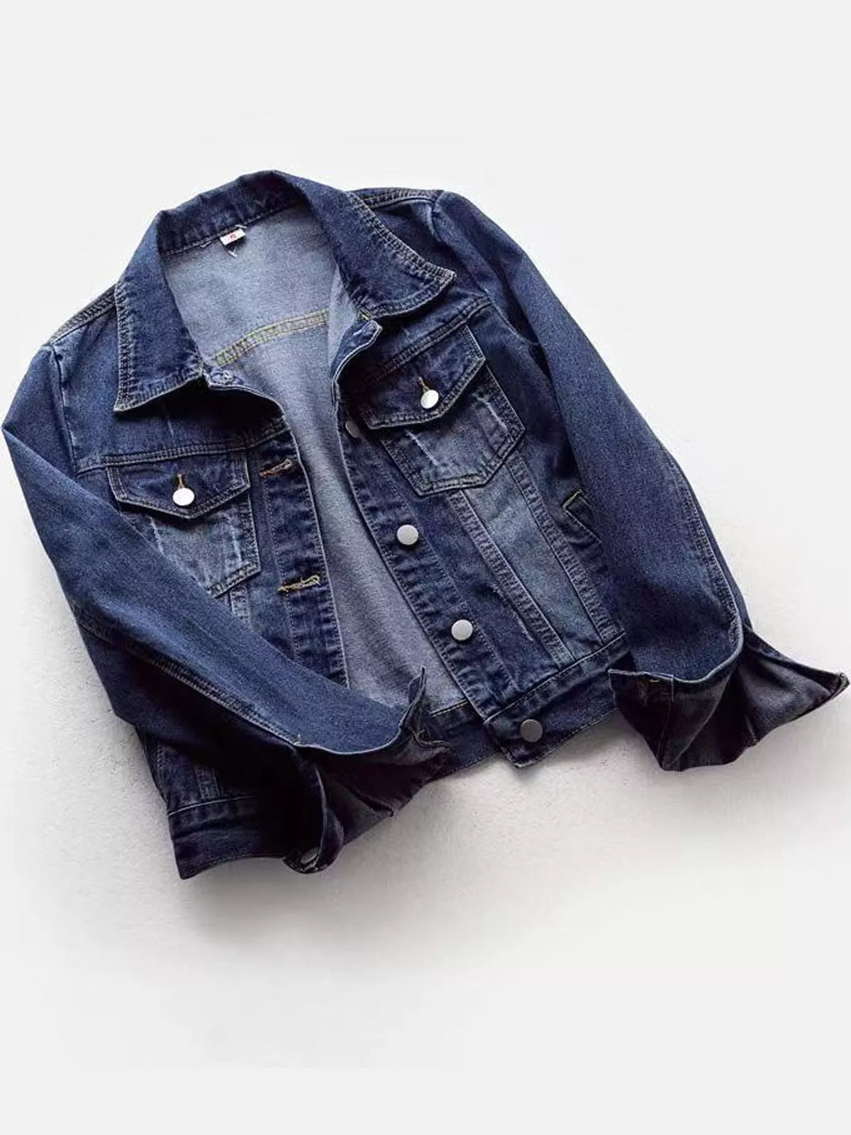 Medium blue button-down front denim jacket