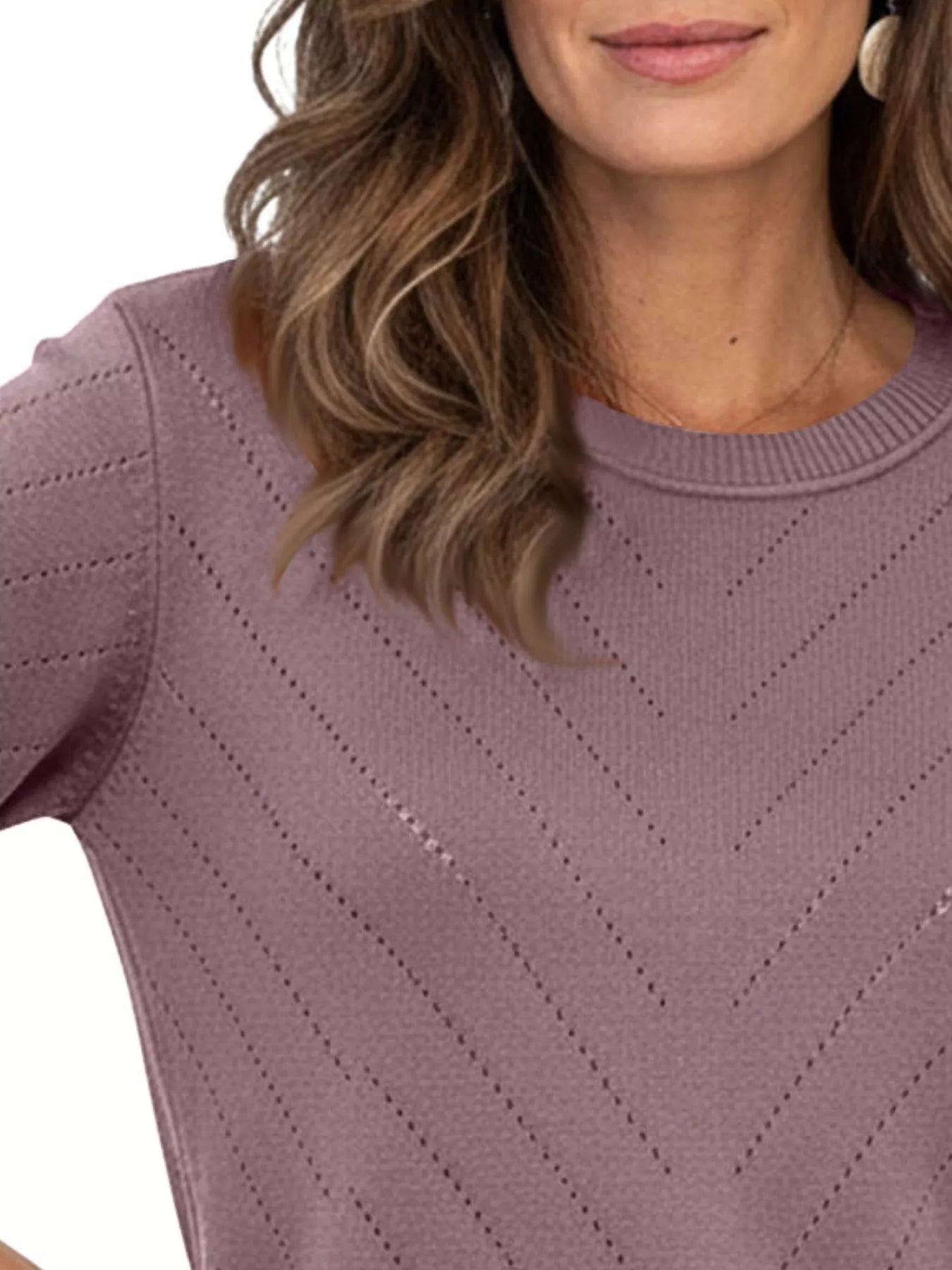 Trendsi Openwork Round Neck Sweater -