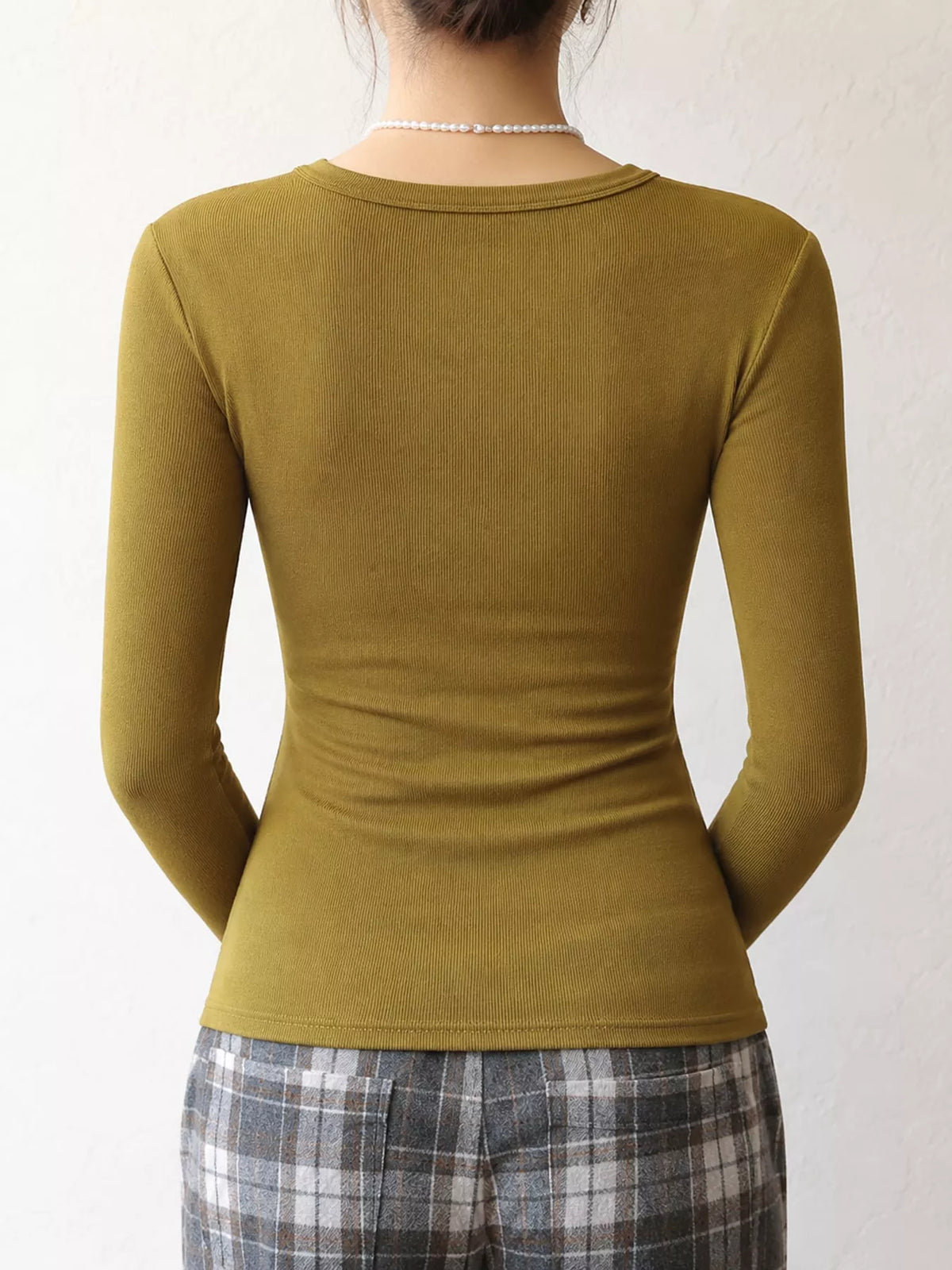 Slim-Fit Long Sleeve Crew Neck T-Shirt — back view
