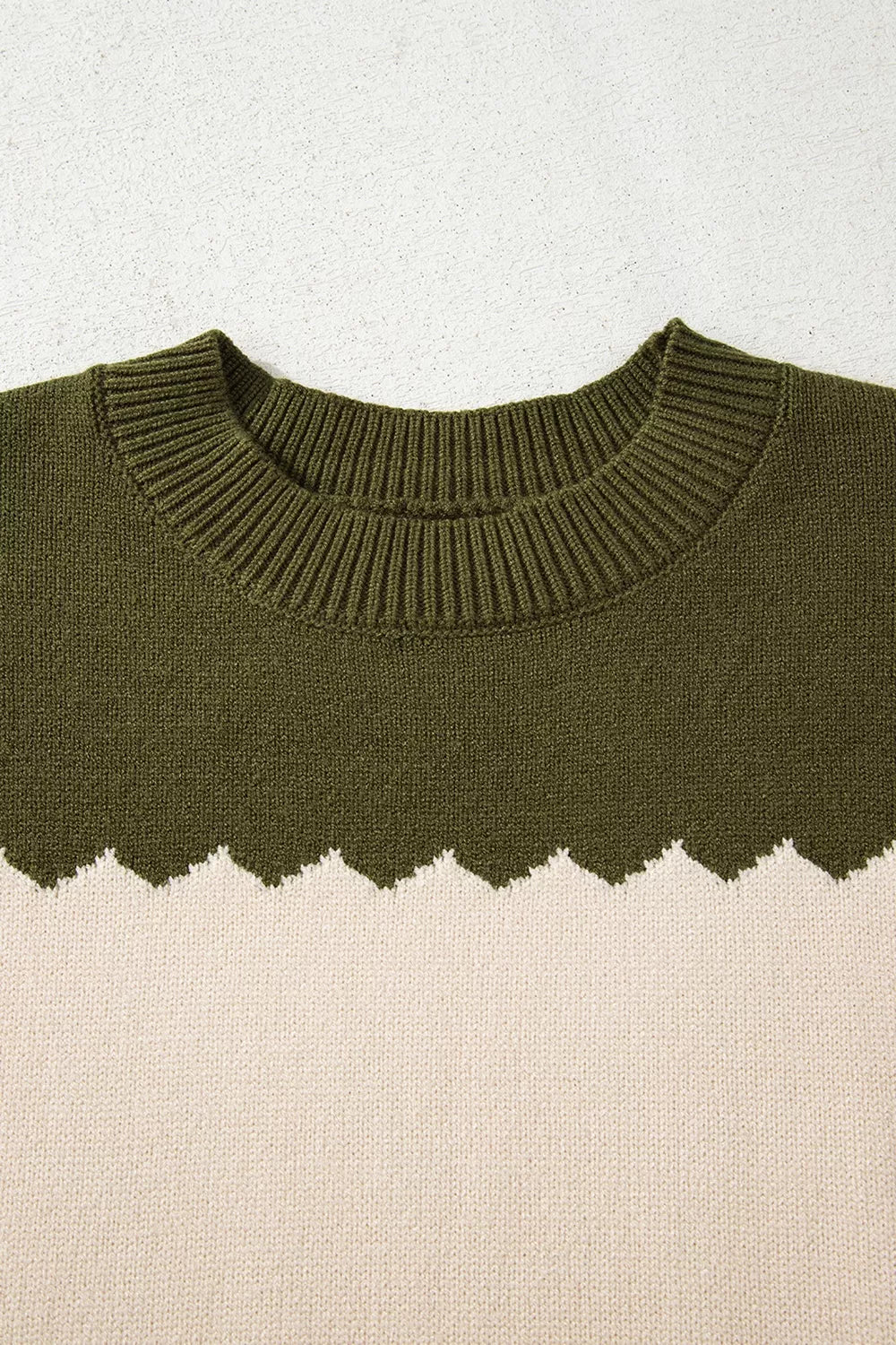 Women's colorblock crew neck drop shoulder sweater