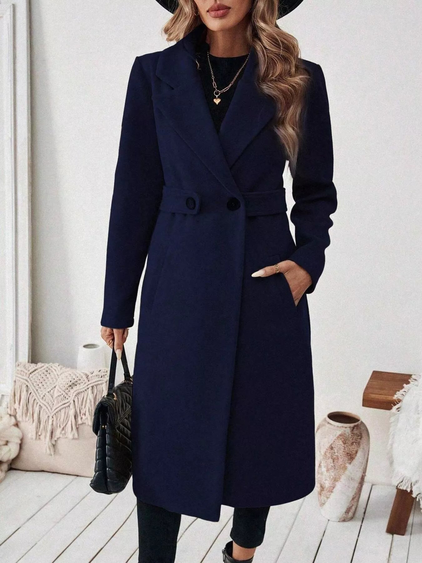 Trendsi Single-Button Longline Coat -