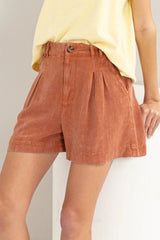 Trendsi HYFVE High Waist Pleated Linen Shorts - Shorts