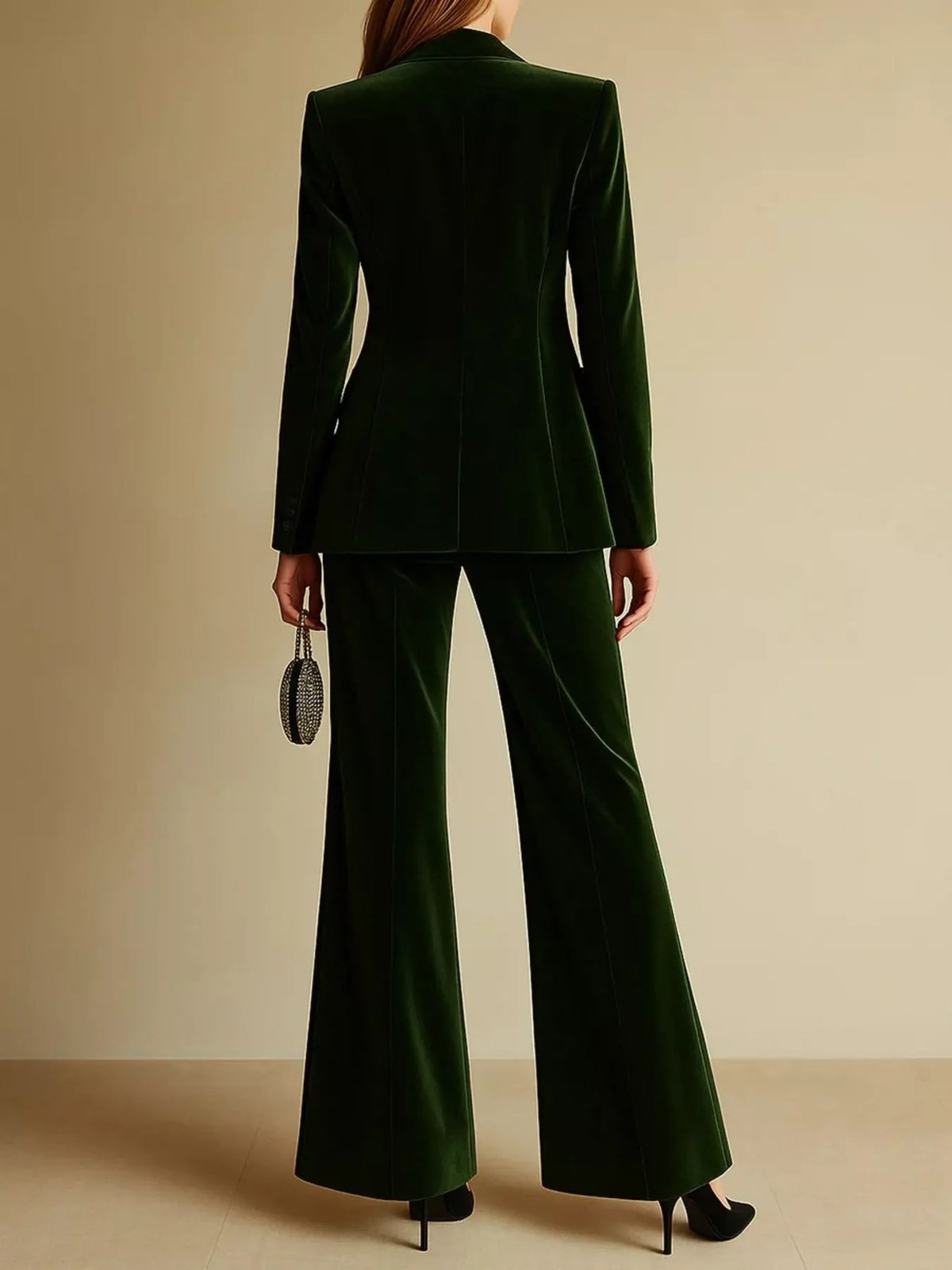 Trendsi Velvet Blazer and Wide-Leg Pants Set -