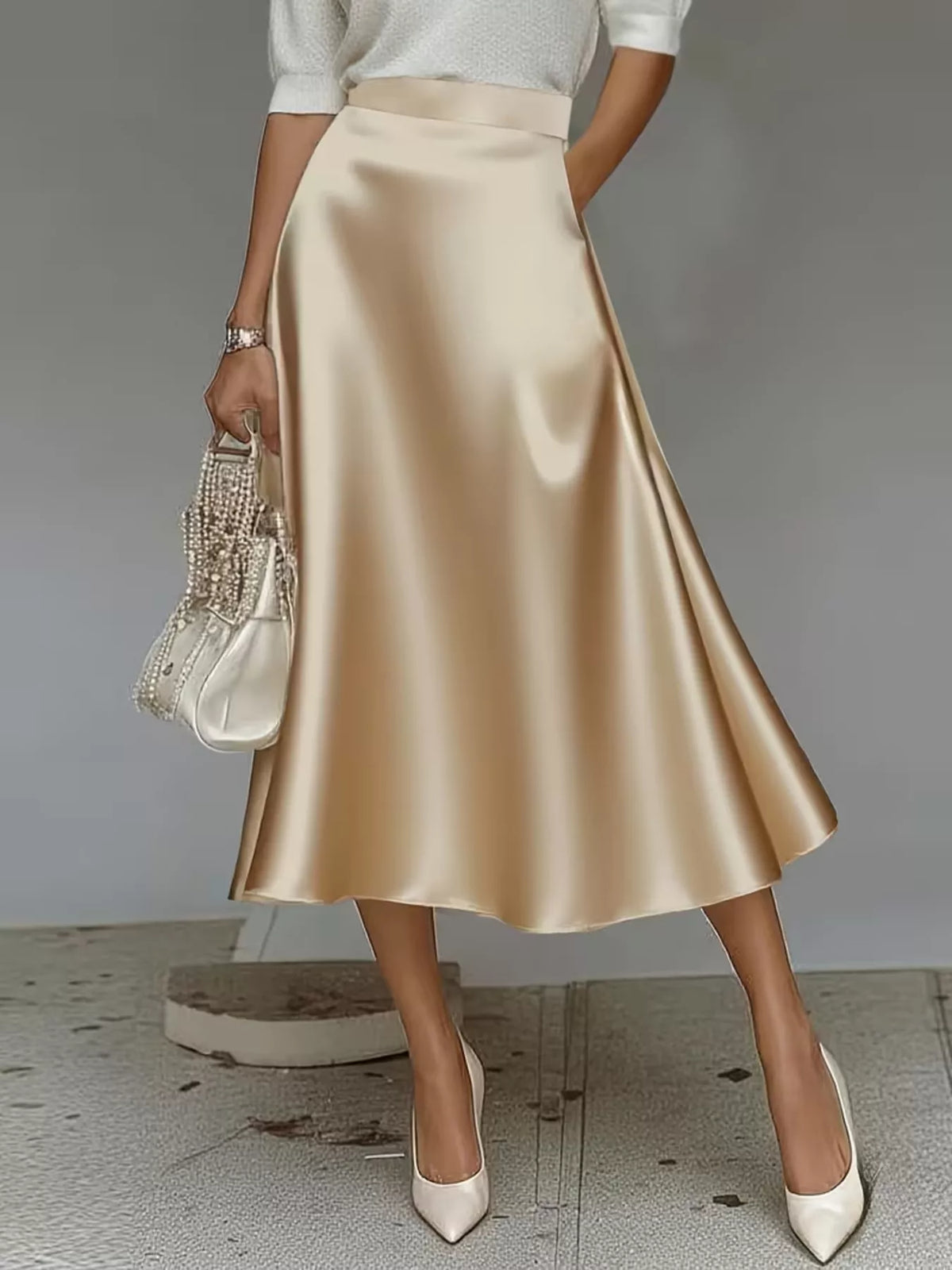 Trendsi Satin Midi Skirt -