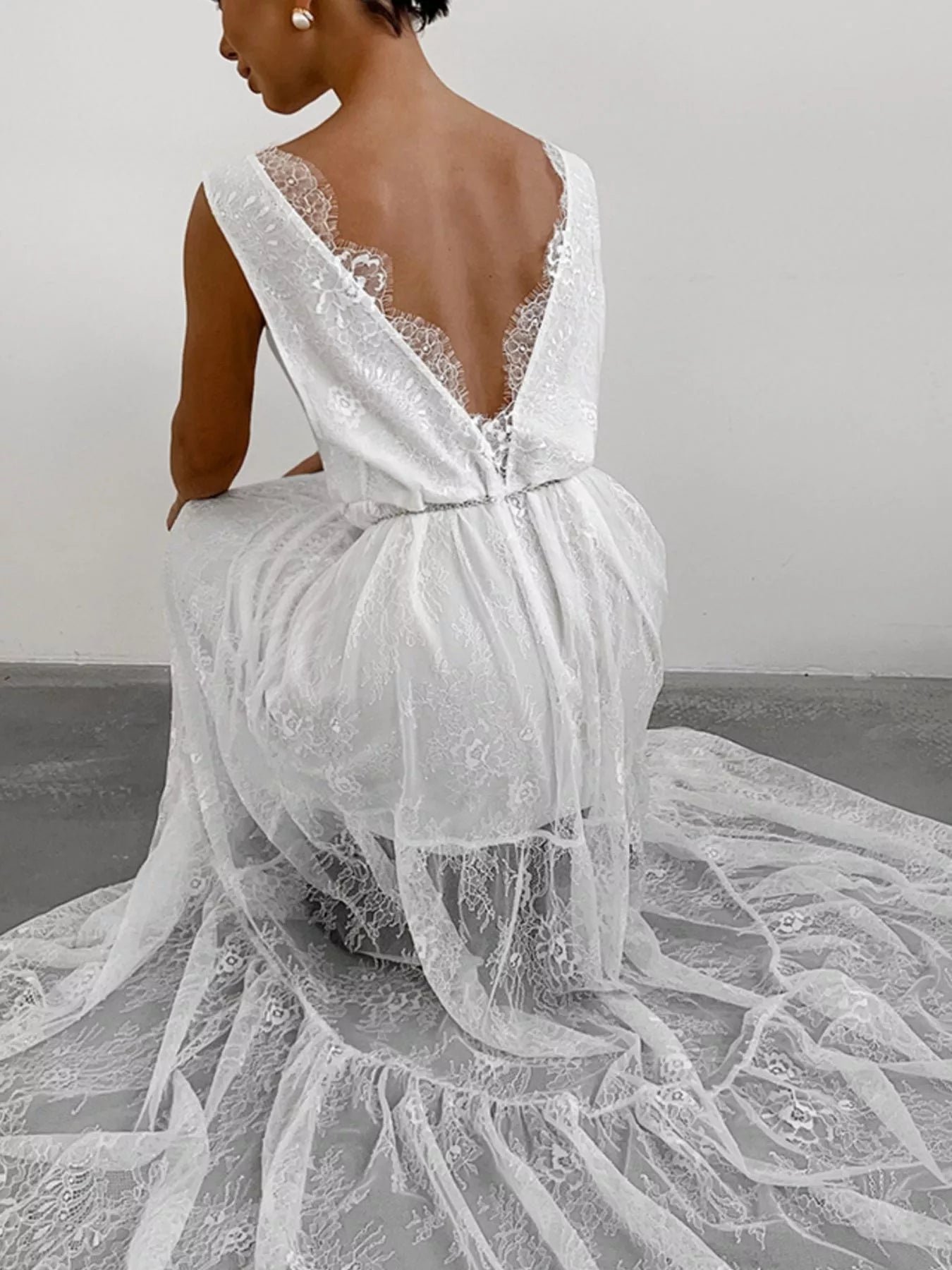 Trendsi Lace V-Neck Sleeveless Maxi Dress -