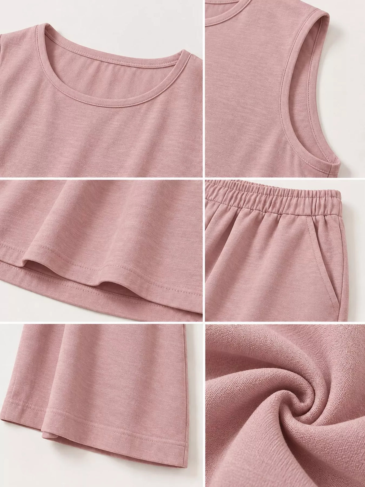 Sleeveless Tank Top and Wide-Leg Pants Set — construction details