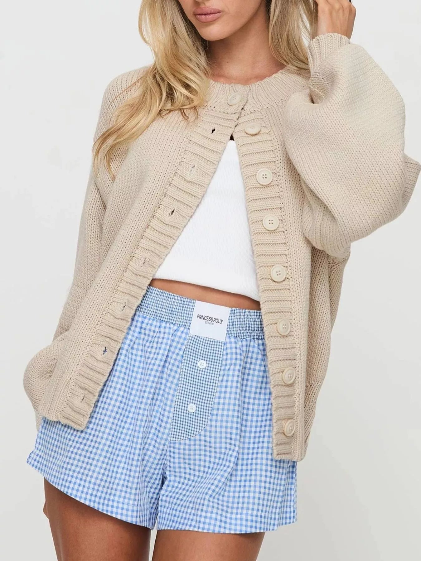 Trendsi Chunky Knit Button-Up Cardigan -