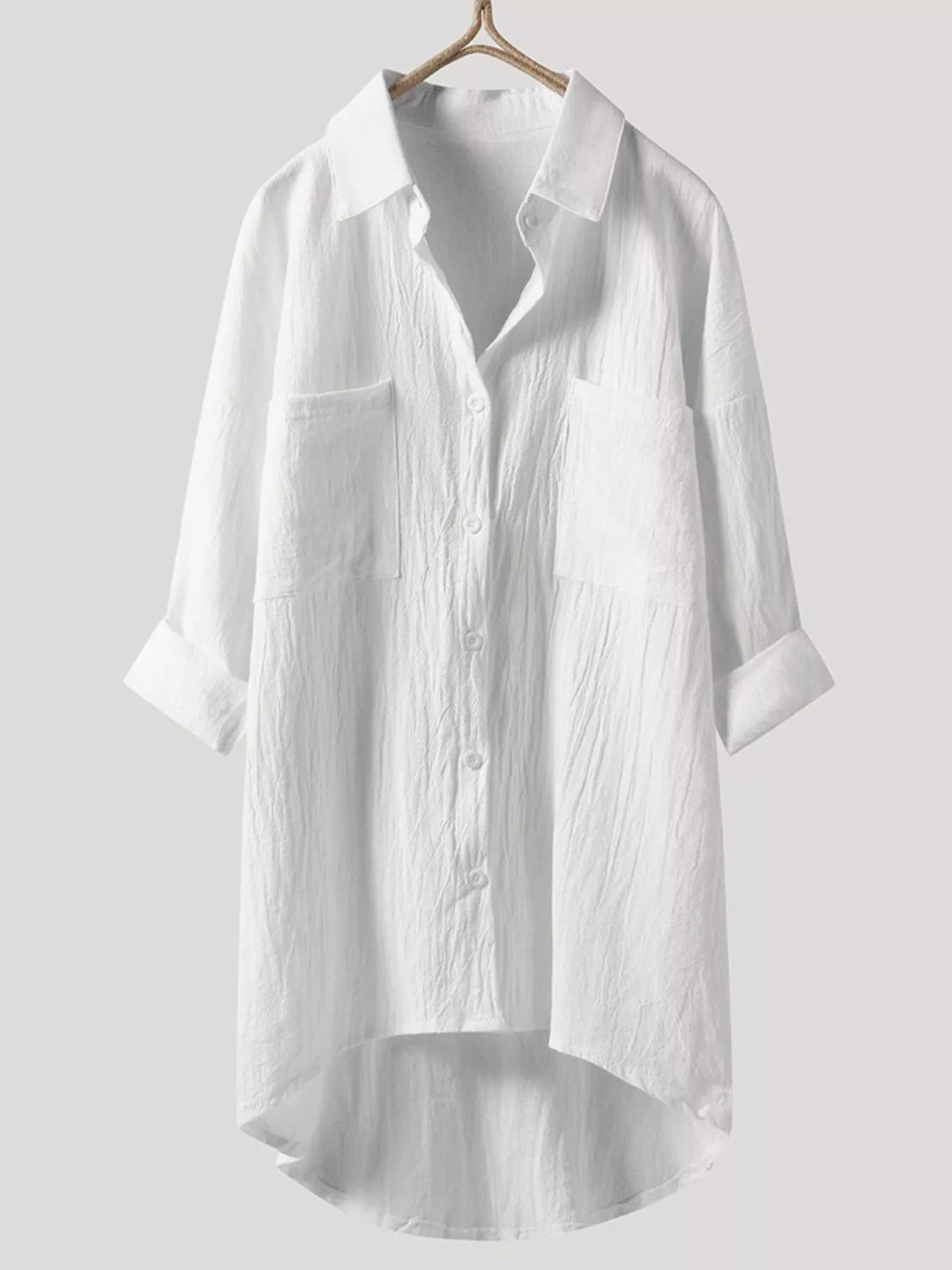 Cotton chest-pocket shirt, white hanging front