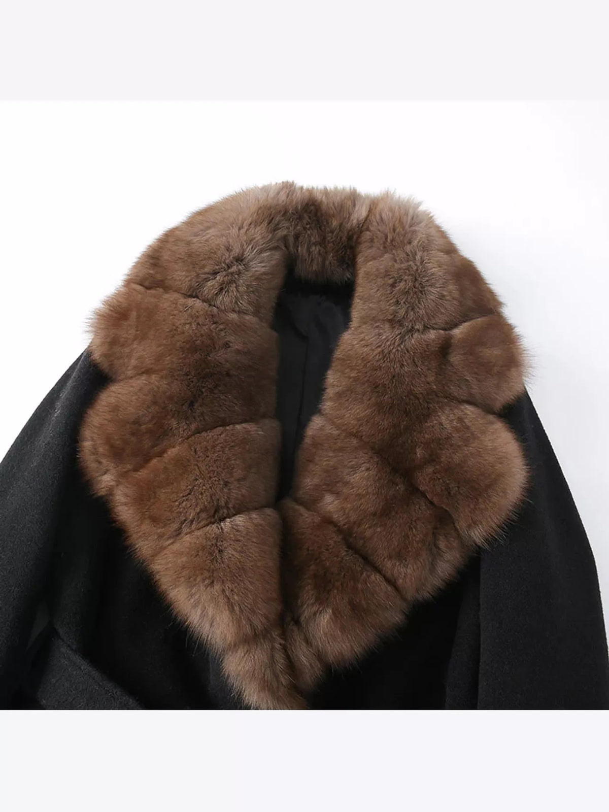 Faux Fur Collar Belted Jacket — garment construction details