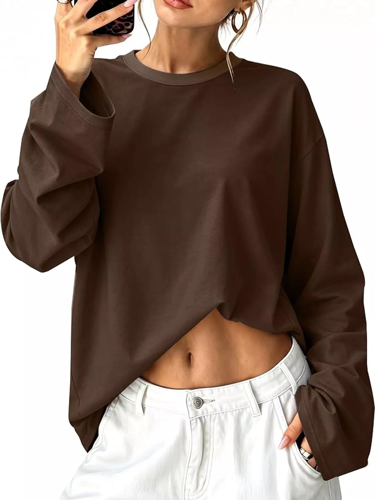 Long Sleeve Crew Neck T-Shirt — front view