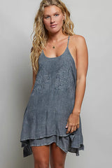 Trendsi POL Embroidered Adjustable Strap Mini Dress -