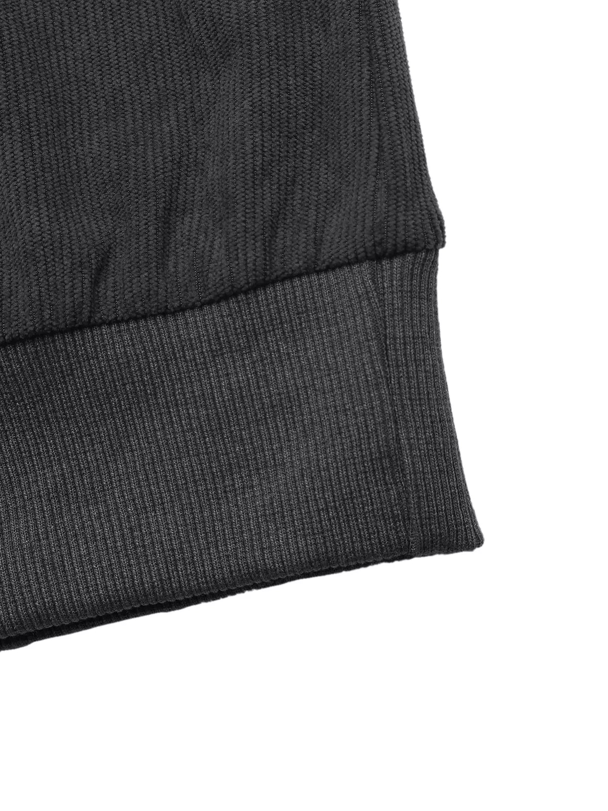 Color-Block Corduroy Quarter-Snap Sweatshirt — construction details
