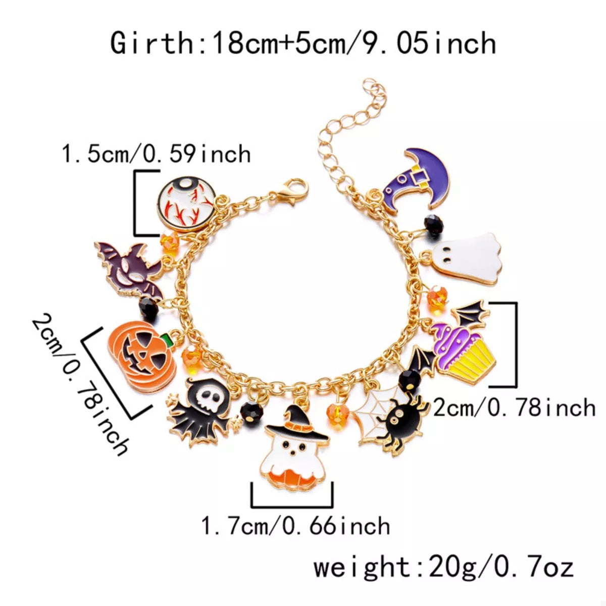 Trendsi 18K Gold-Plated Halloween Charm Bracelet -