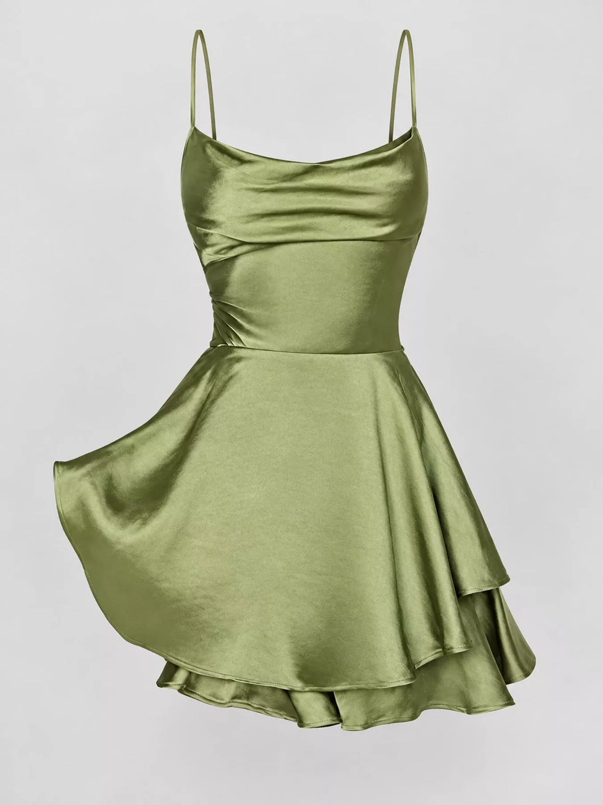Cowl neck spaghetti-strap mini dress, product view