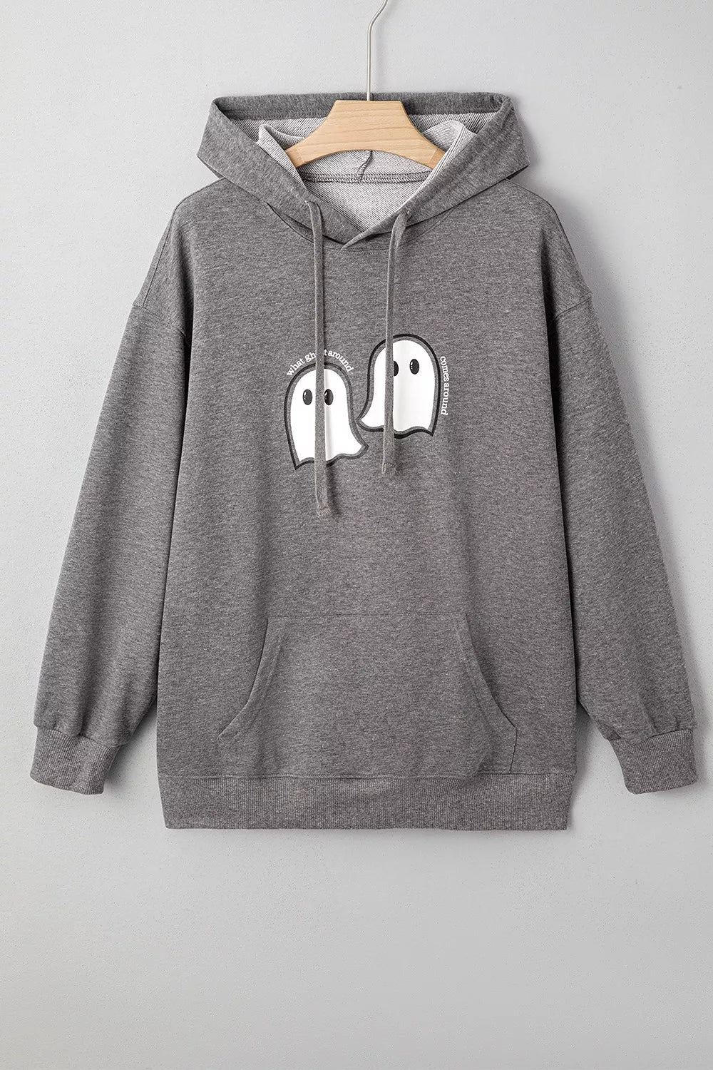 Trendsi Halloween Ghost Print Mineral Wash Oversize Hoodie -