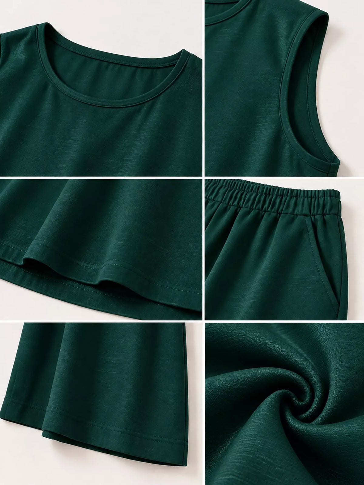 Sleeveless Tank Top and Wide-Leg Pants Set — construction details