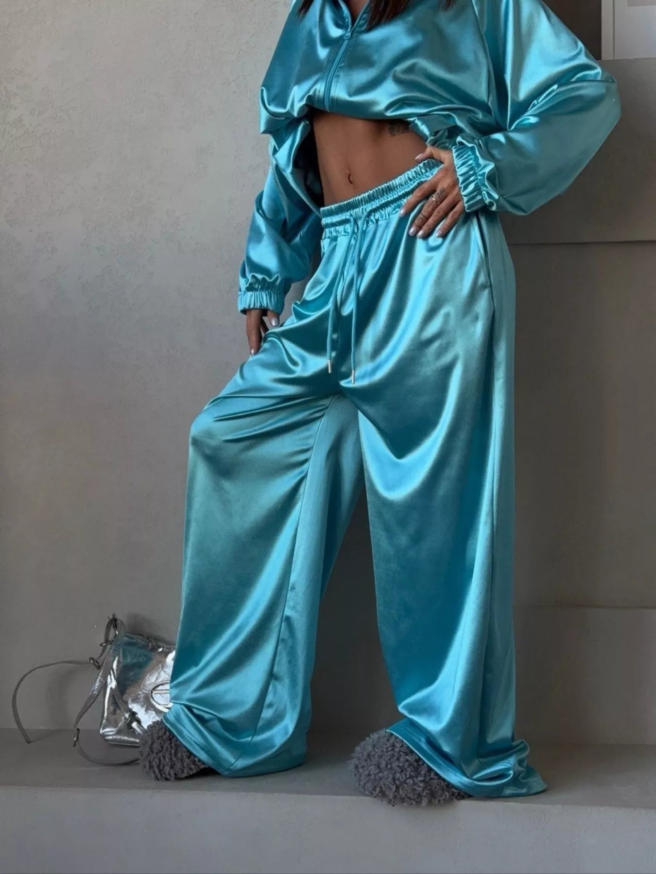Trendsi Zip Up Raglan Sleeve Jacket and Pants Set -