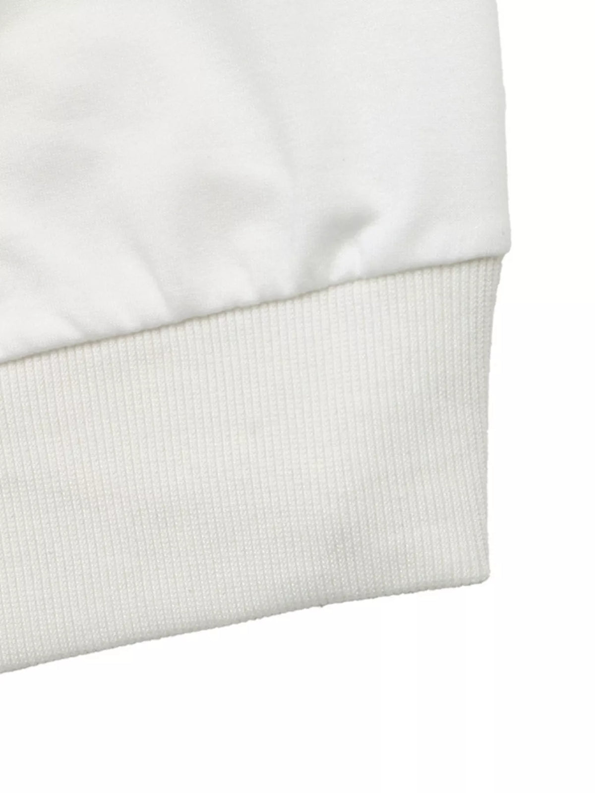 White lace raglan sleeve sweatshirt, ribbed hem detail