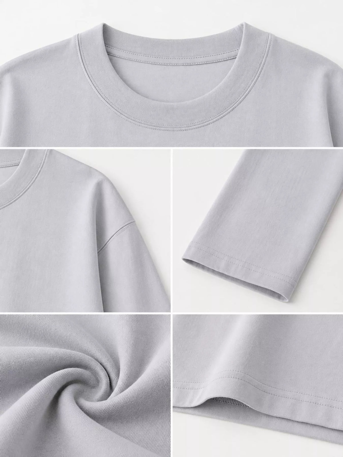 Solid Long-Sleeve Crew Neck T-Shirt — garment construction details
