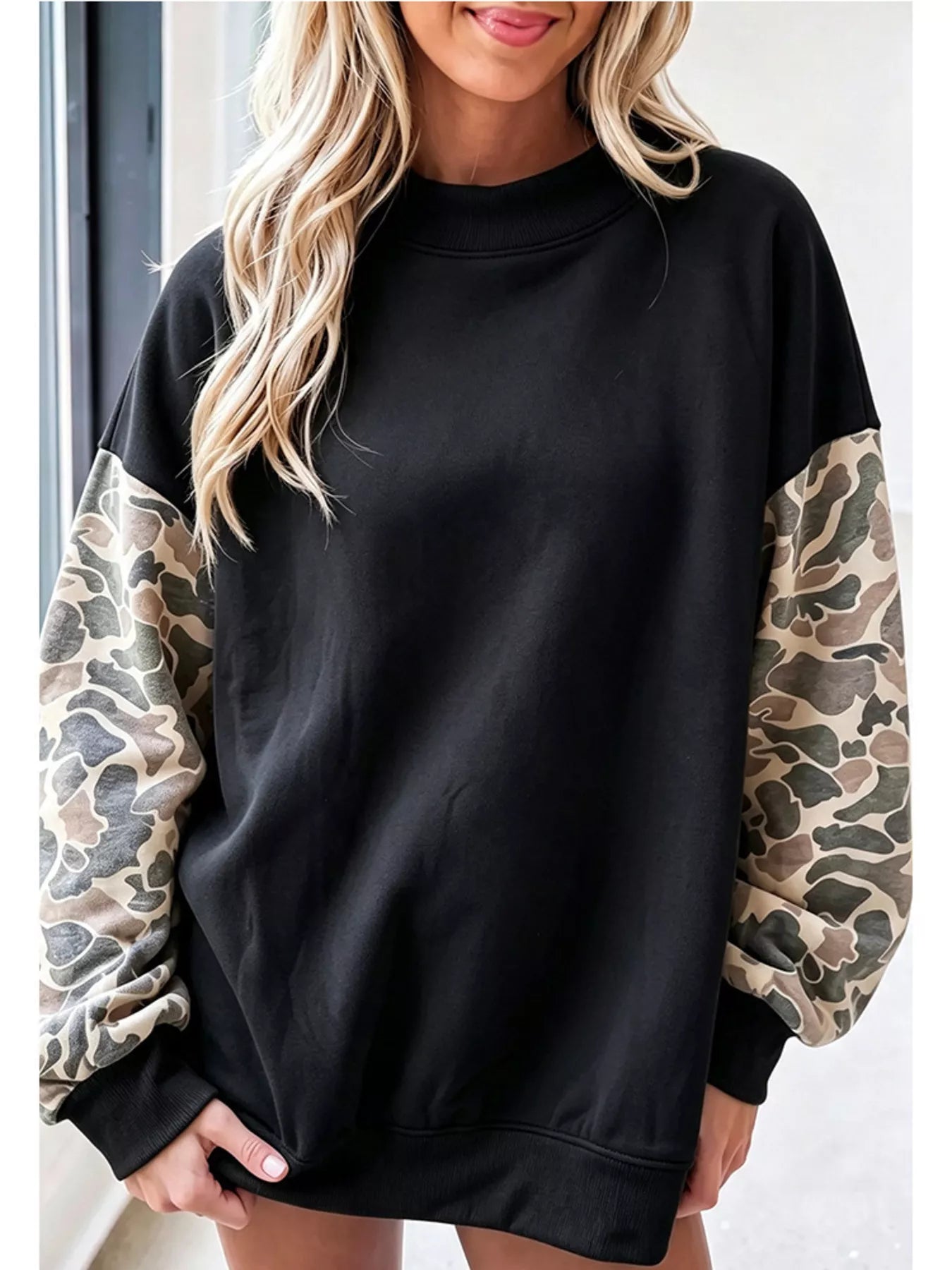 Trendsi Camouflage Long Sleeve Sweatshirt -