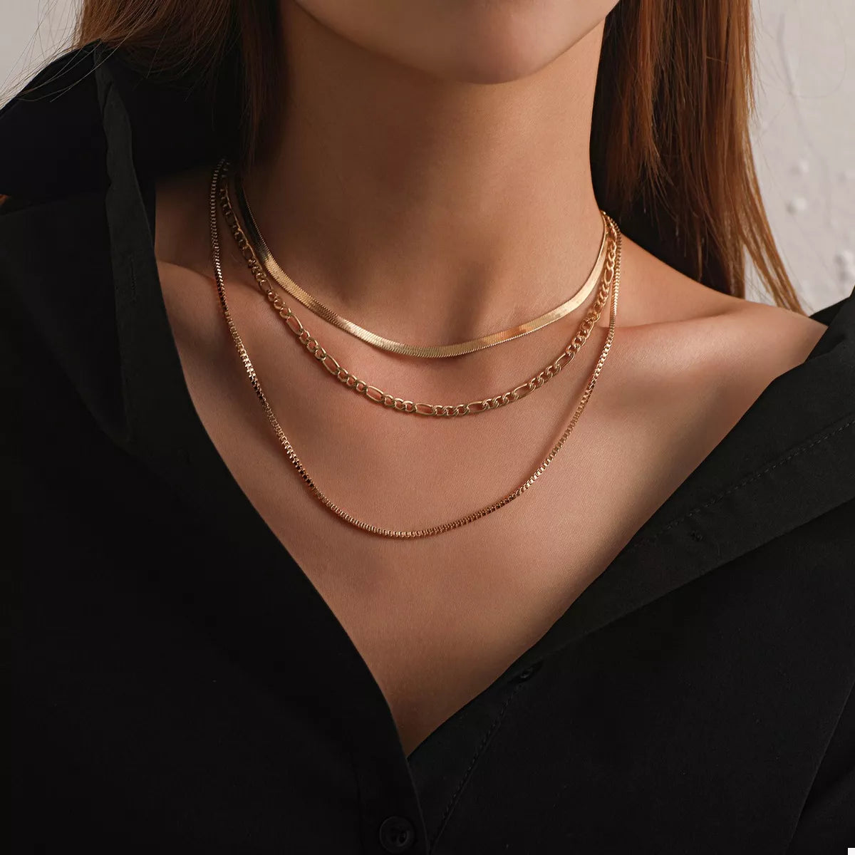 Trendsi 18K Gold-Plated Three-Layered Necklace -