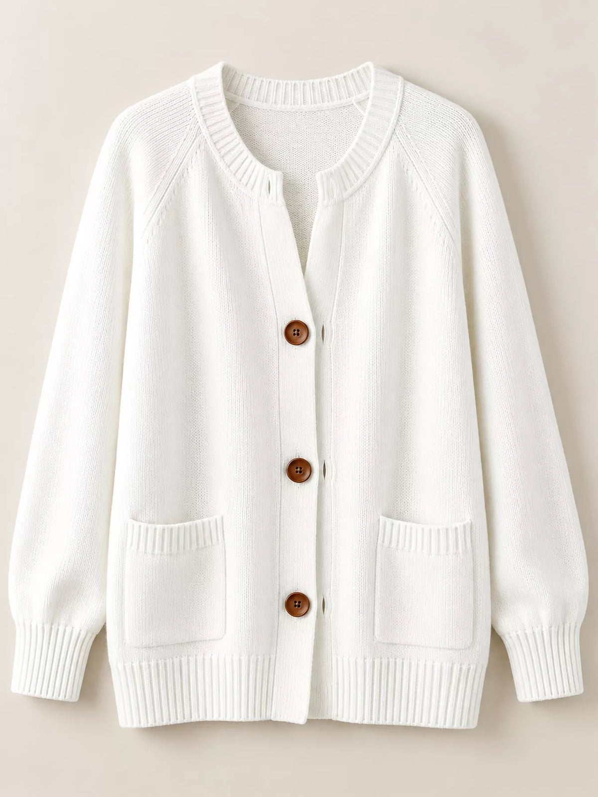 Women's Button-Down Knit Cardigan in white — flat lay view