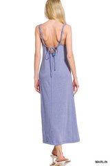 Trendsi Zenana French Terry Twisted Strap Midi Dress - Dresses